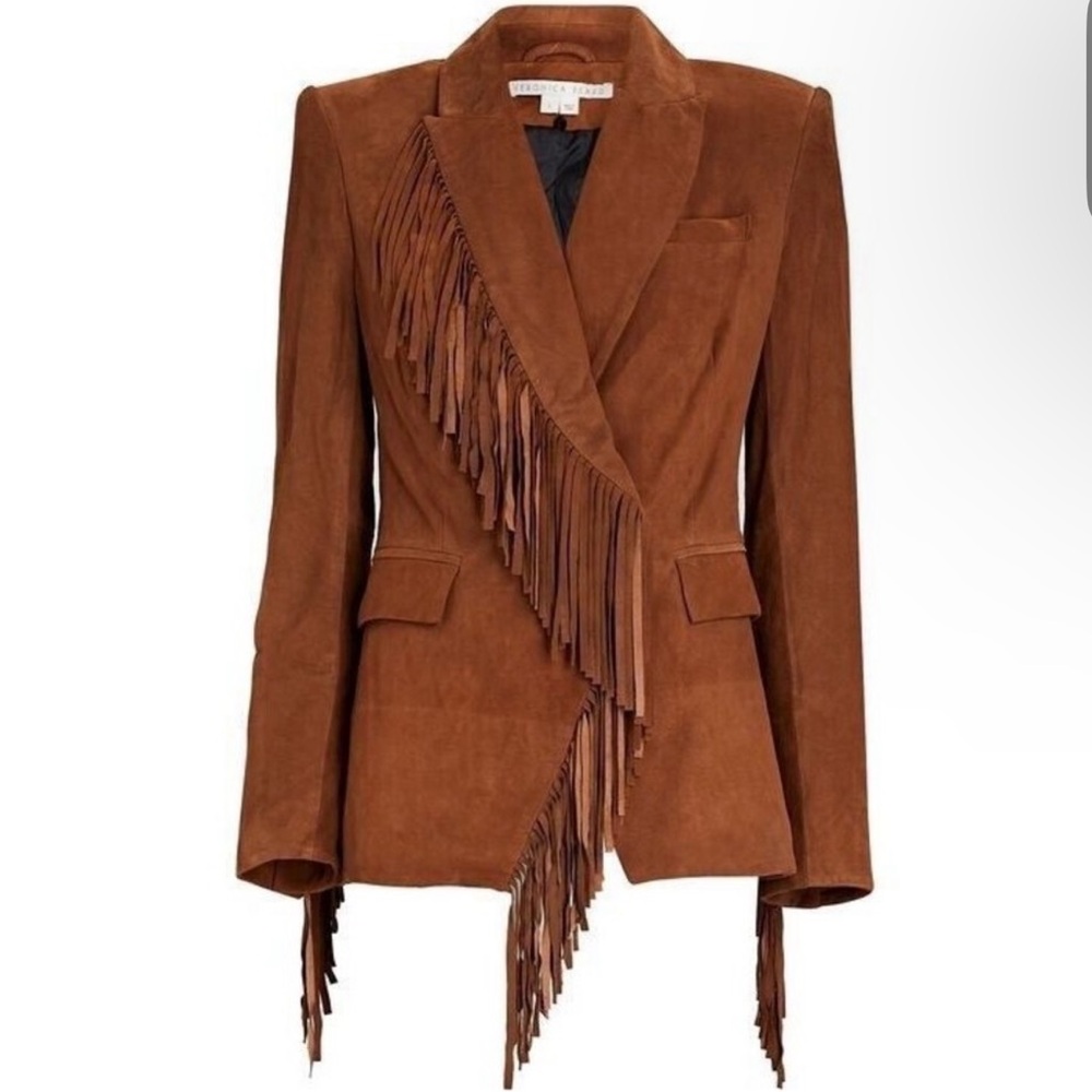 Veronica Beard NWT Pali Dickey Jacket Lamb Leather Acorn Fringe Sz 4 $1,695.00